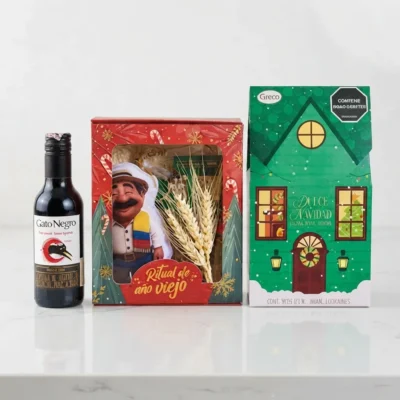 Muñecos de Año Viejo Kit Matrimonio con vino y galletas bogota